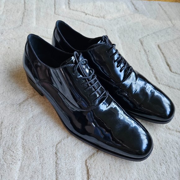 TOD'S Formal Lace-up Patent Leather Classic Oxford Shoes Men's Sz 8 Black groom - Picture 1 of 12